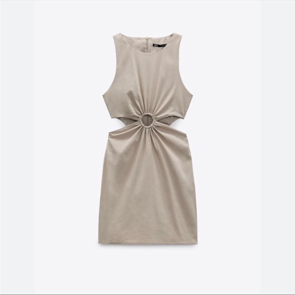 CUT OUT LINEN BLEND DRESS - Picture 2 of 4